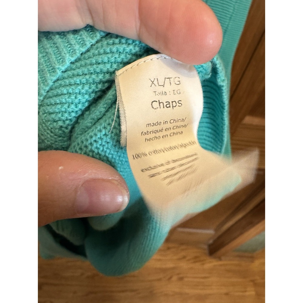 Chaps Men's XL Sweater‎ Vest Aqua Blue Diamond Knit Pullover Sleeveless Classic - Picture 4 of 7